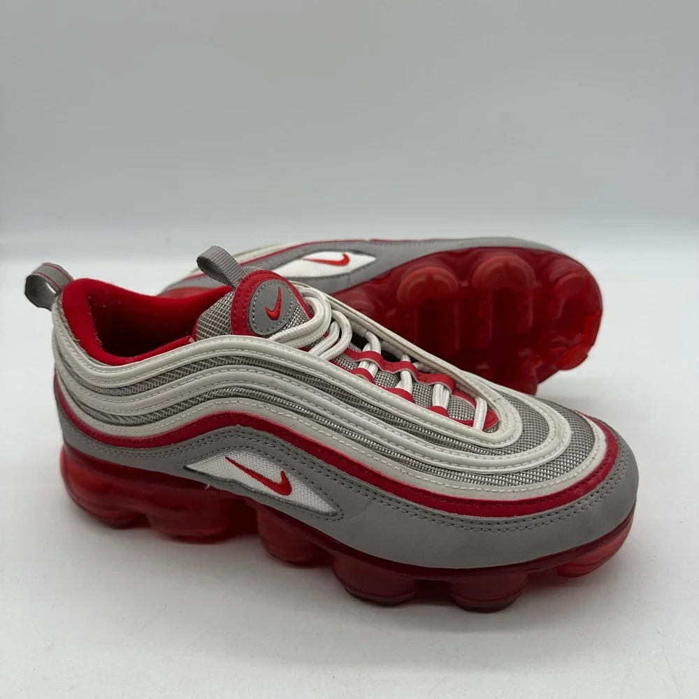 Nike Air BV1153-002 Youth 6Y Womens 7.5 VaporMax 97 GS Atmosphere Grey Red Shoes